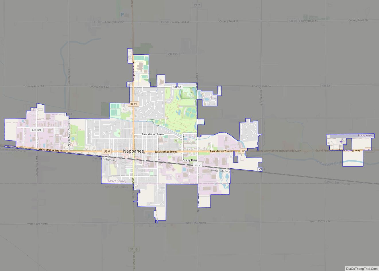 Map of Nappanee city