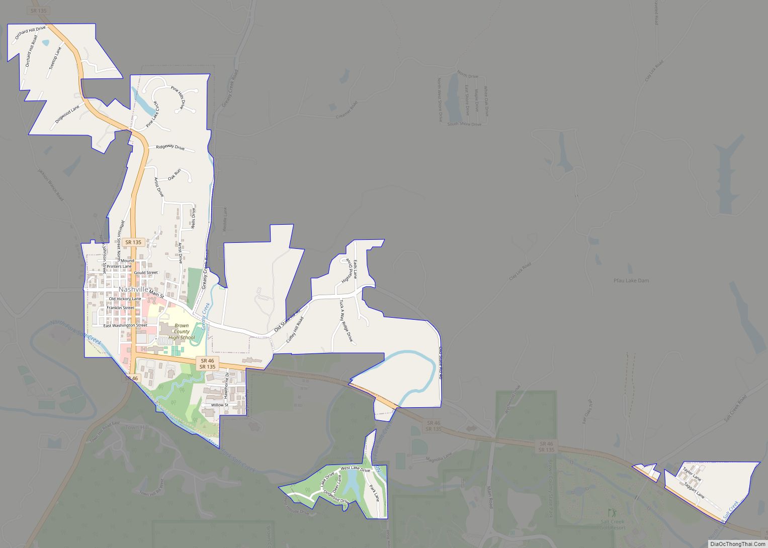 Map of Nashville town, Indiana