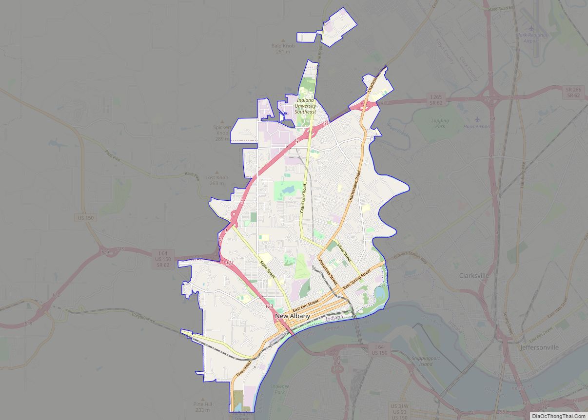 Map of New Albany city, Indiana