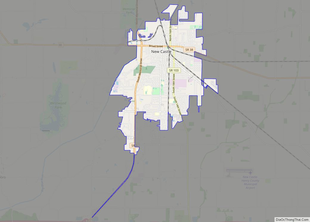 Map of New Castle city, Indiana