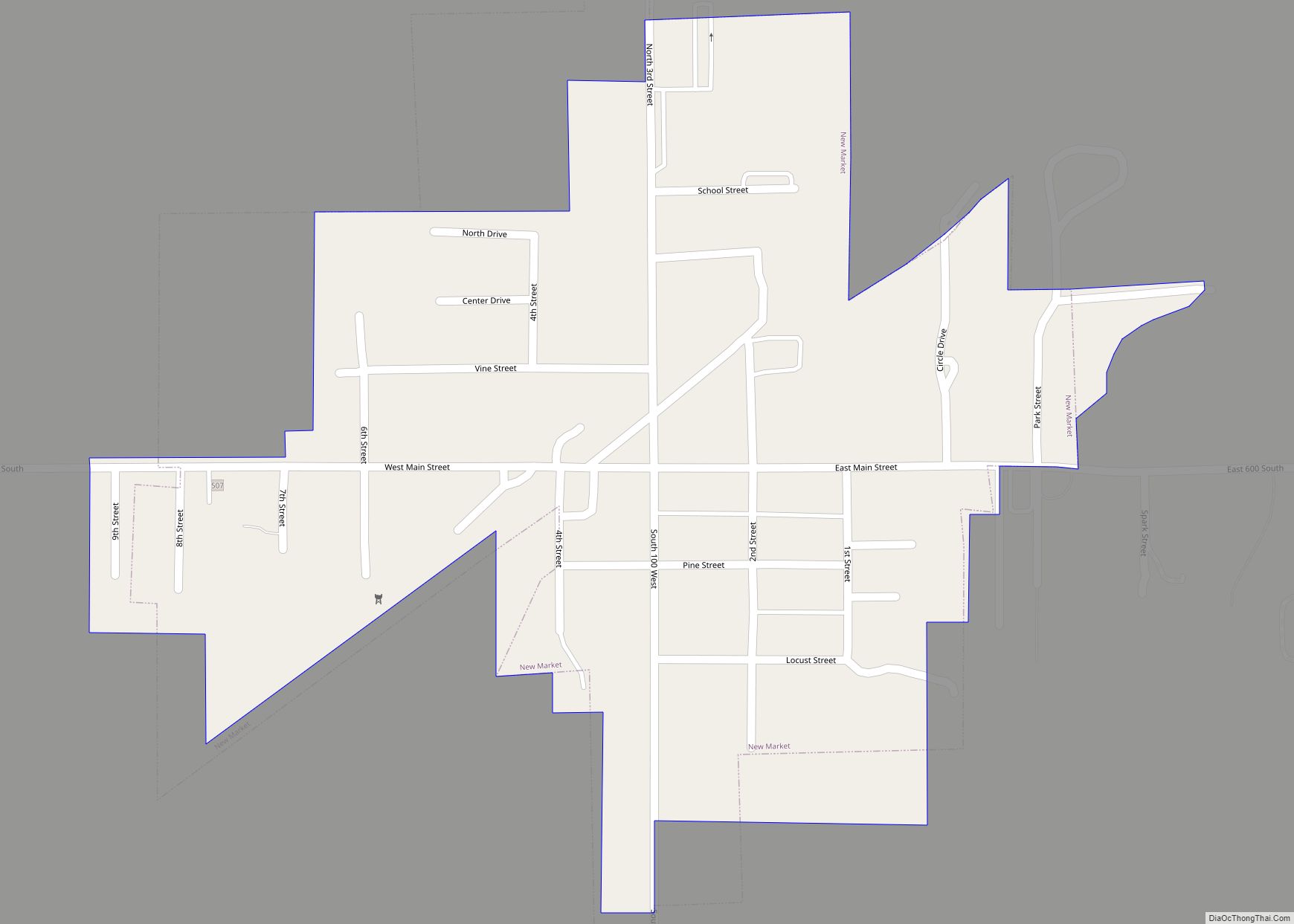 Map of New Market town, Indiana