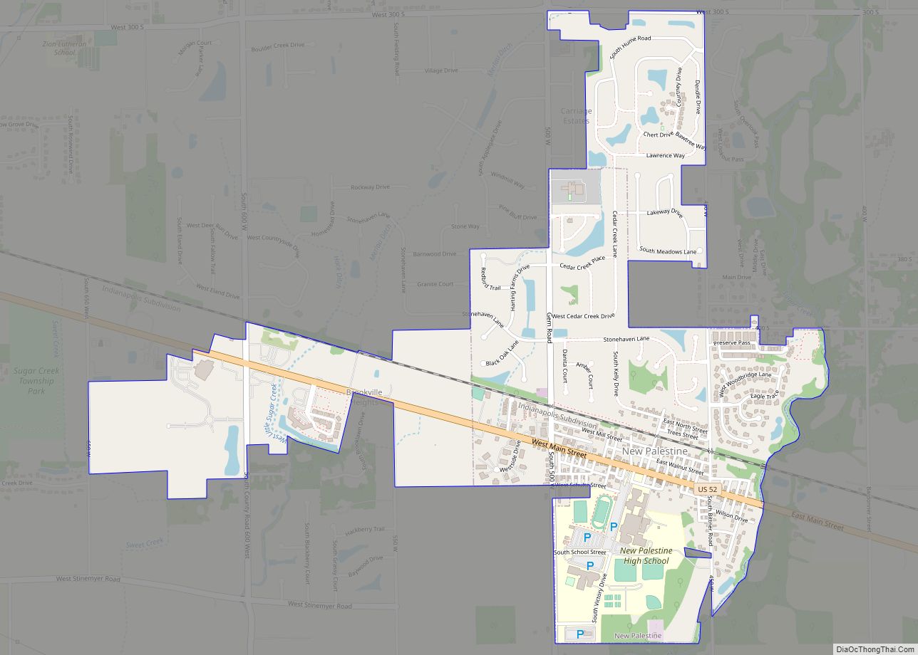 Map of New Palestine town