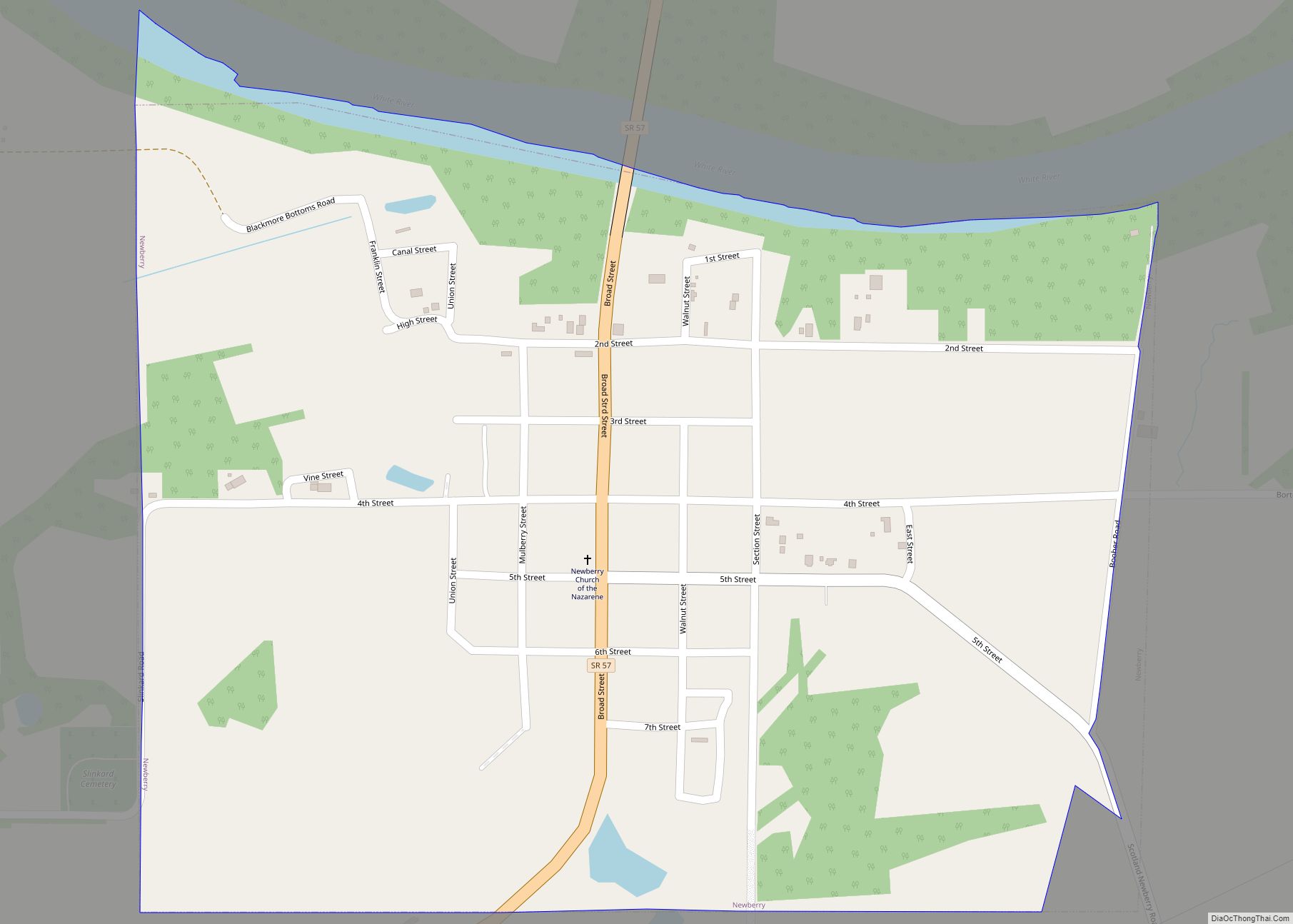 Map of Newberry town, Indiana