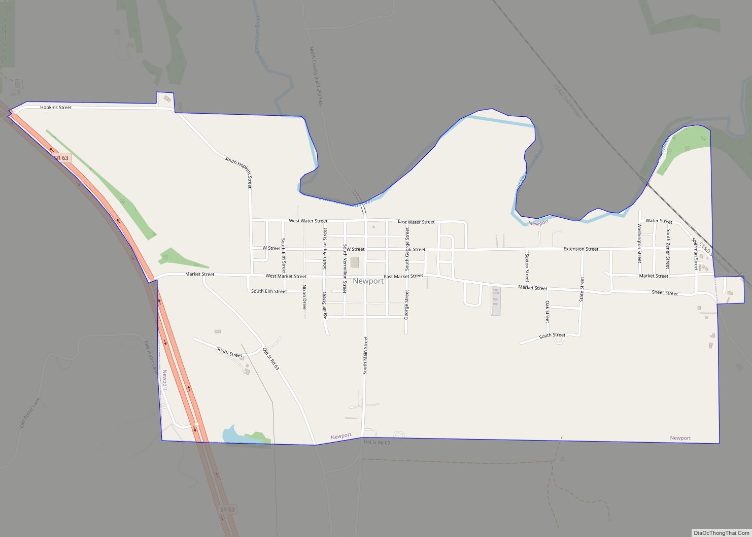 Map of Newport town, Indiana