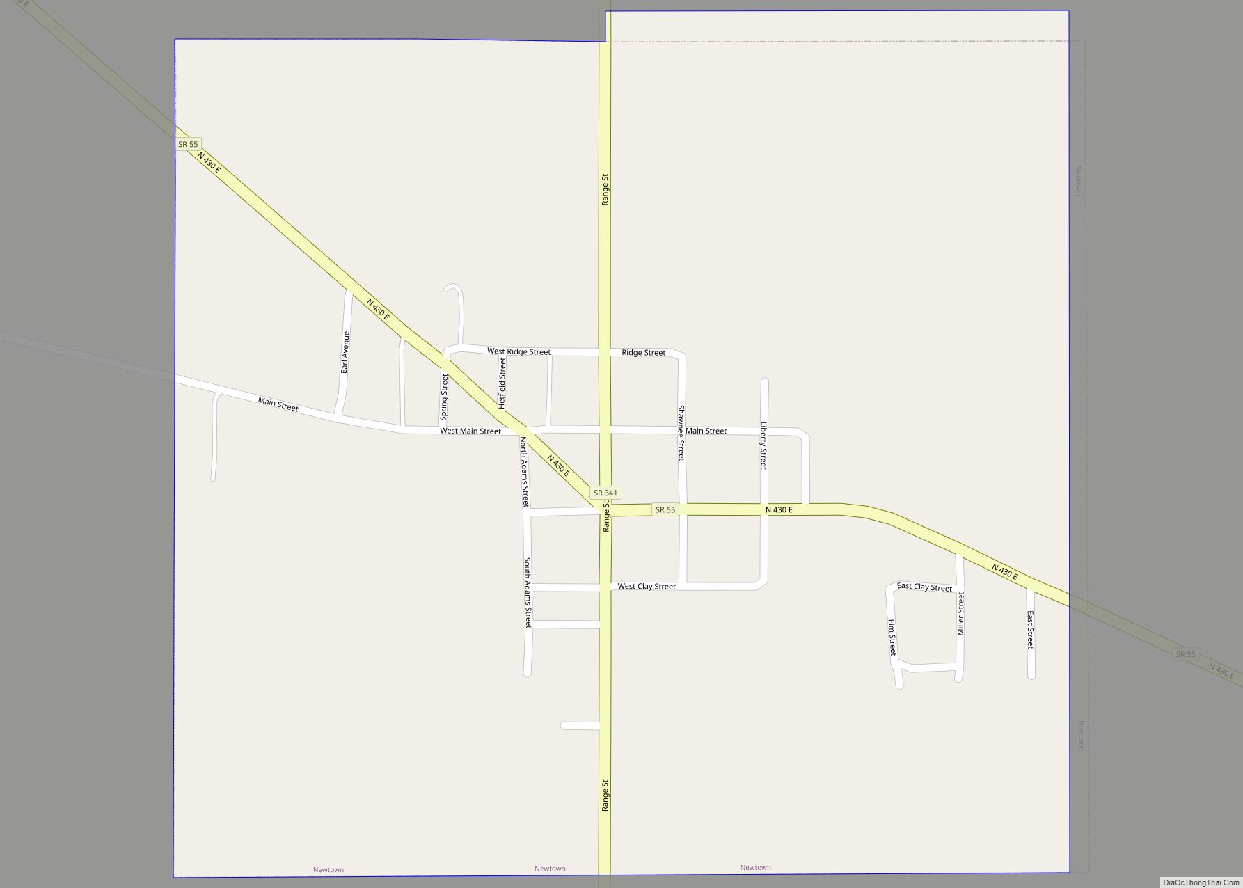 Map of Newtown town, Indiana