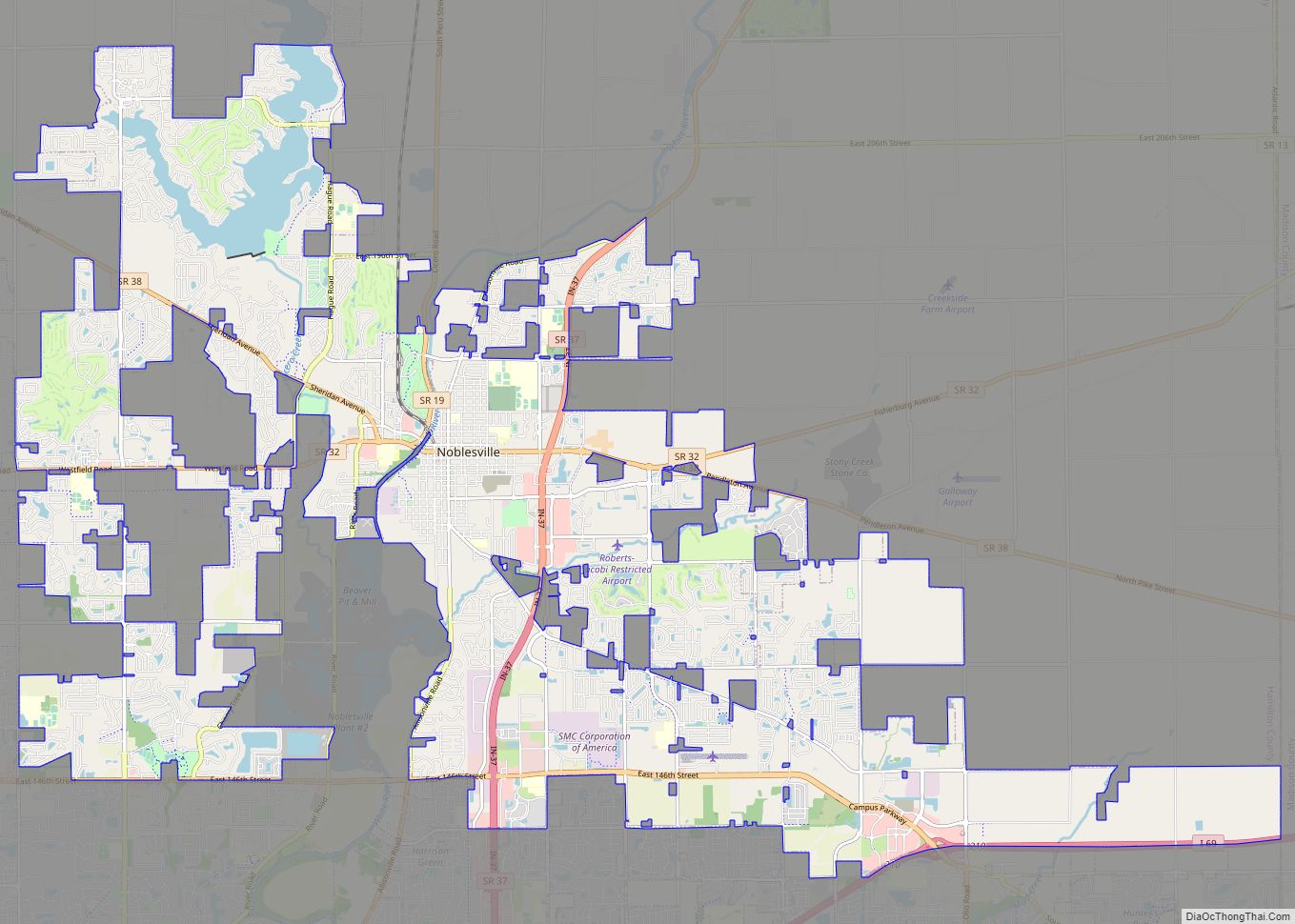 Map of Noblesville city