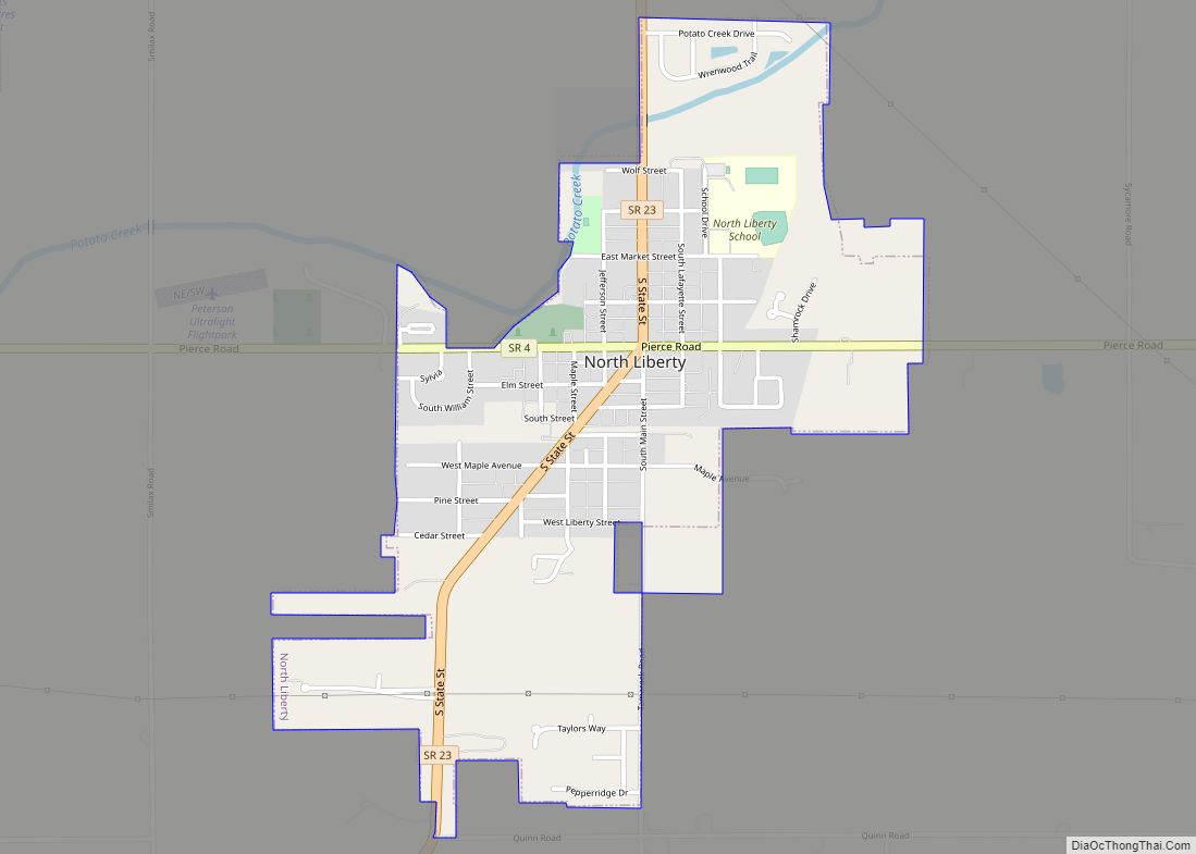 Map of North Liberty town, Indiana