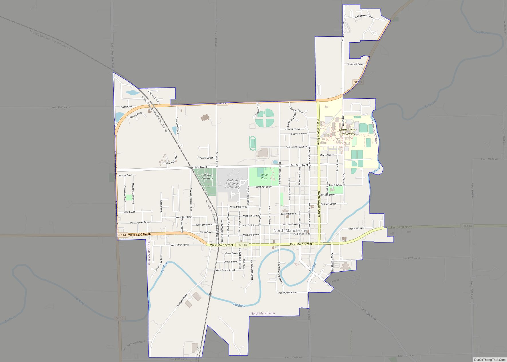 Map of North Manchester town