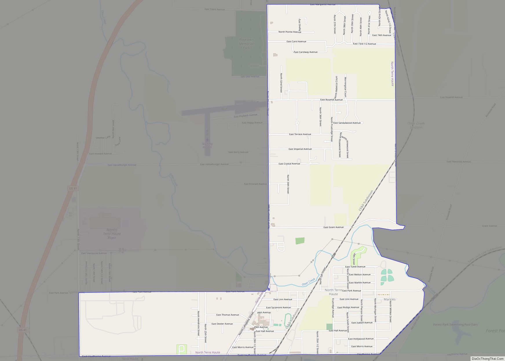 Map of North Terre Haute CDP