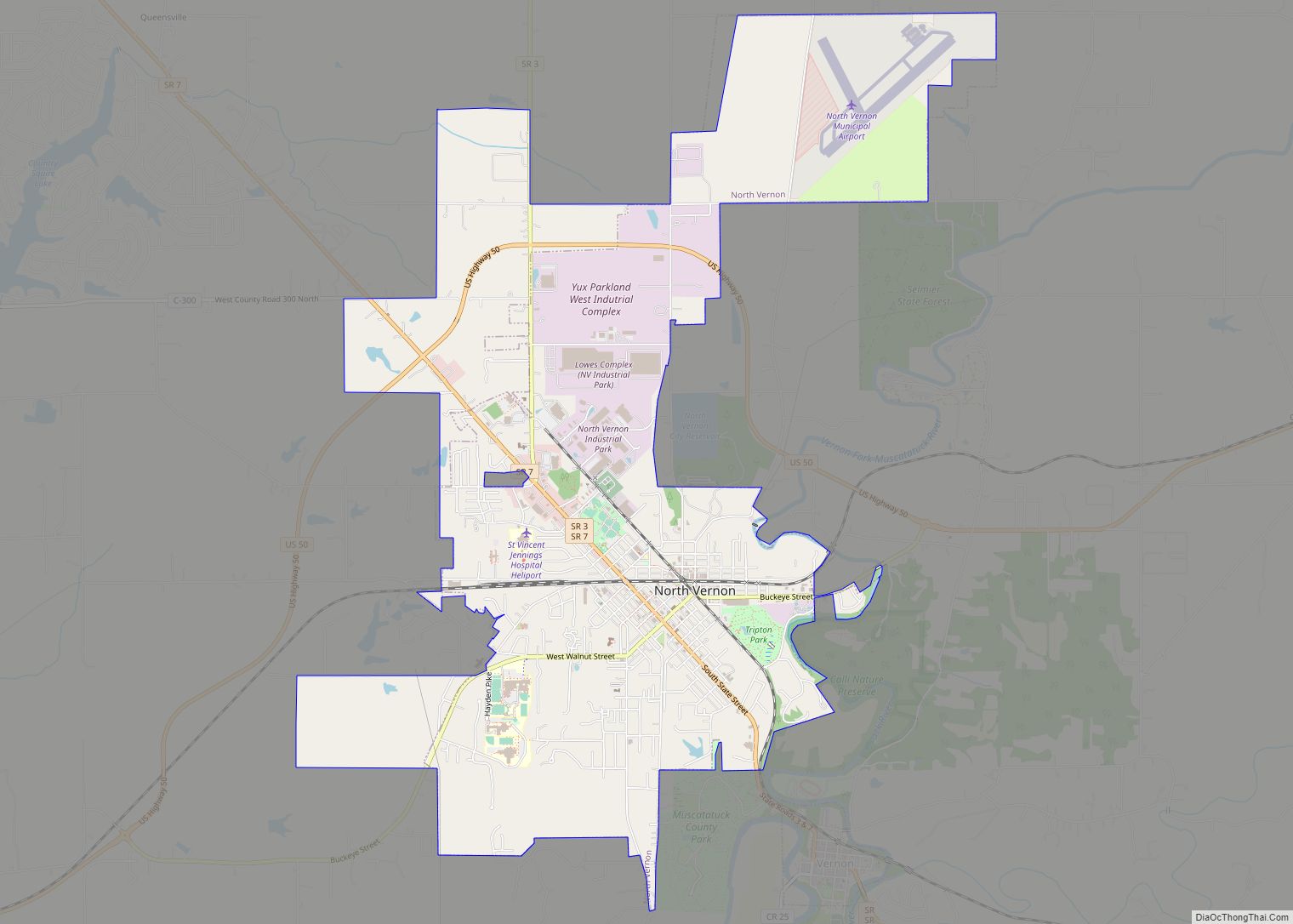 Map of North Vernon city