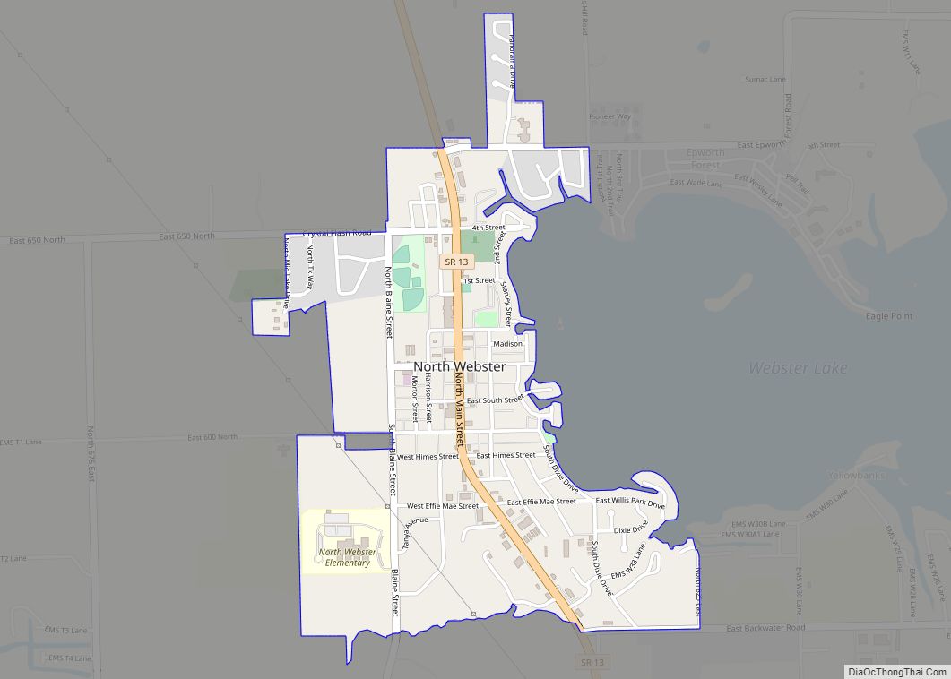 Map of North Webster town