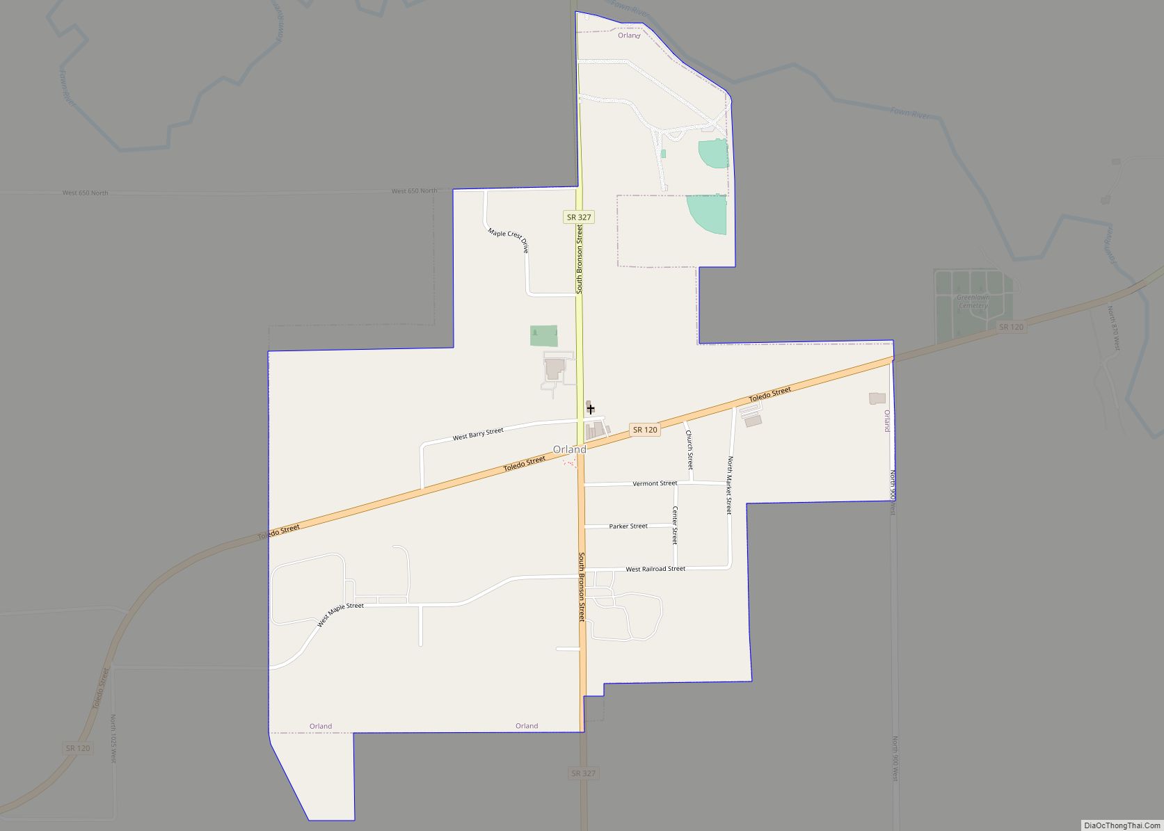 Map of Orland town, Indiana