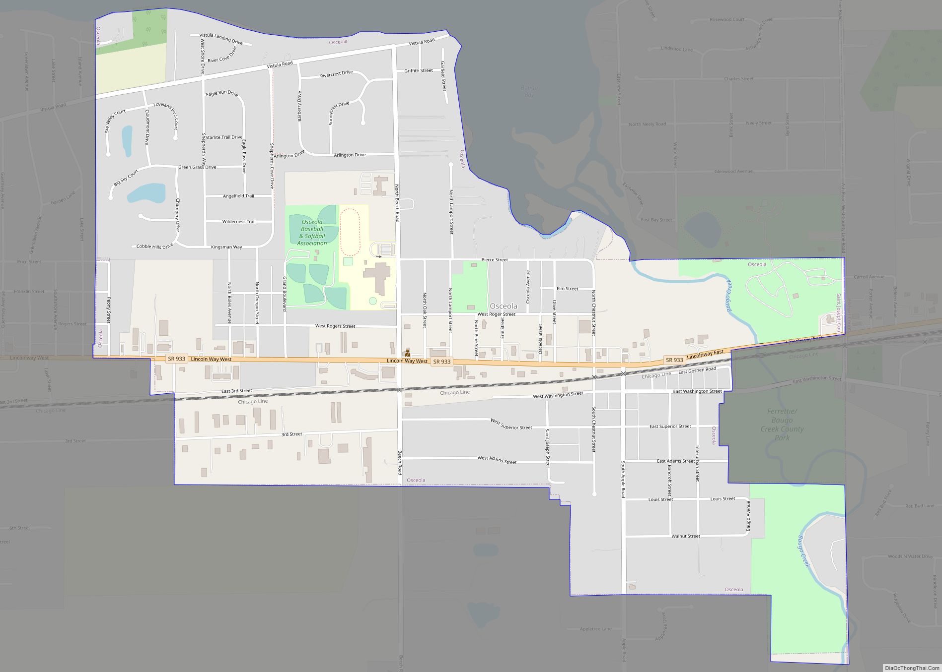 Map of Osceola town, Indiana