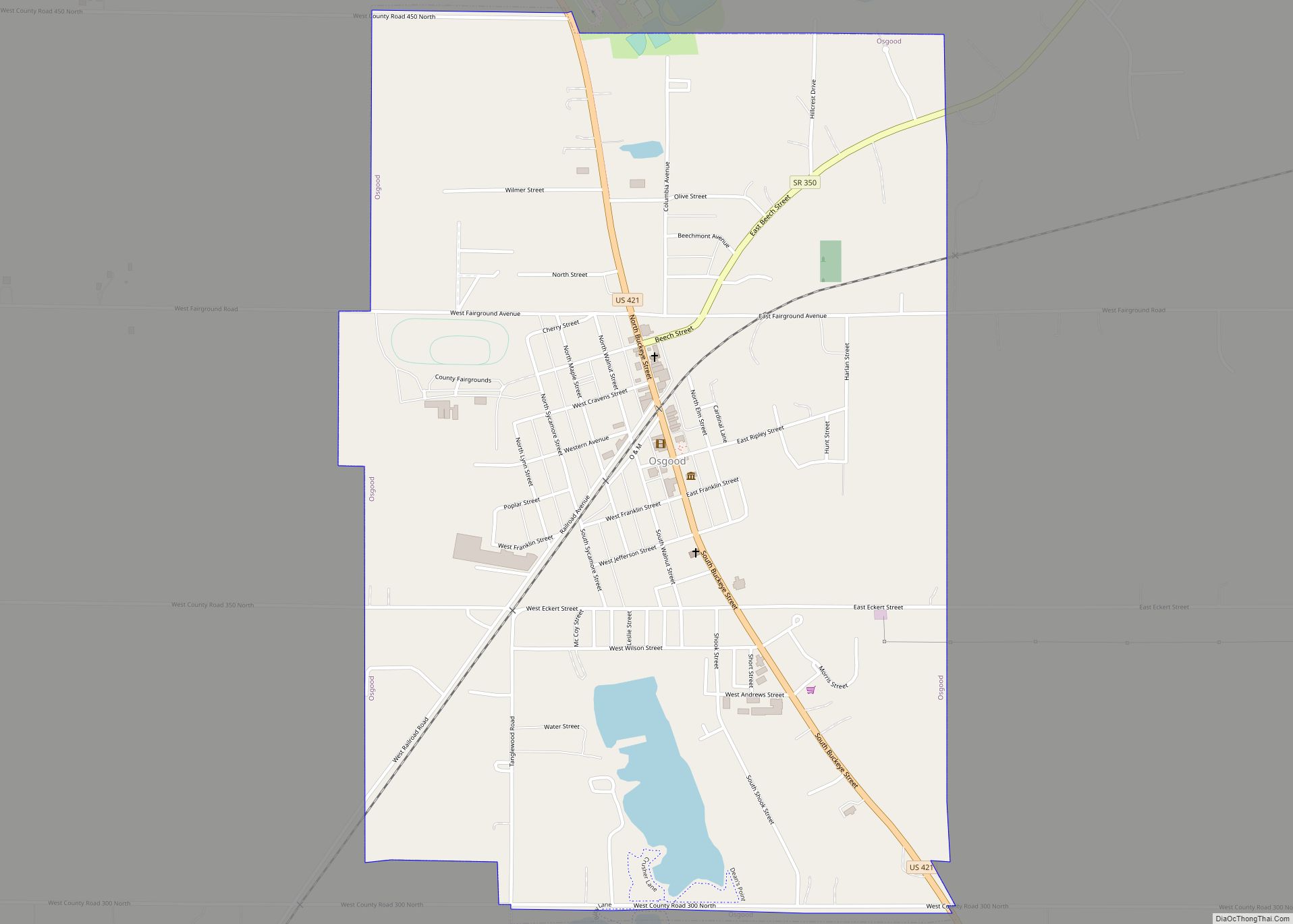 Map of Osgood town, Indiana