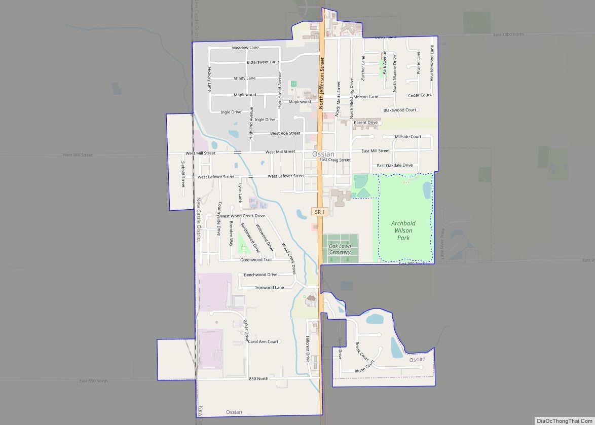 Map of Ossian town, Indiana