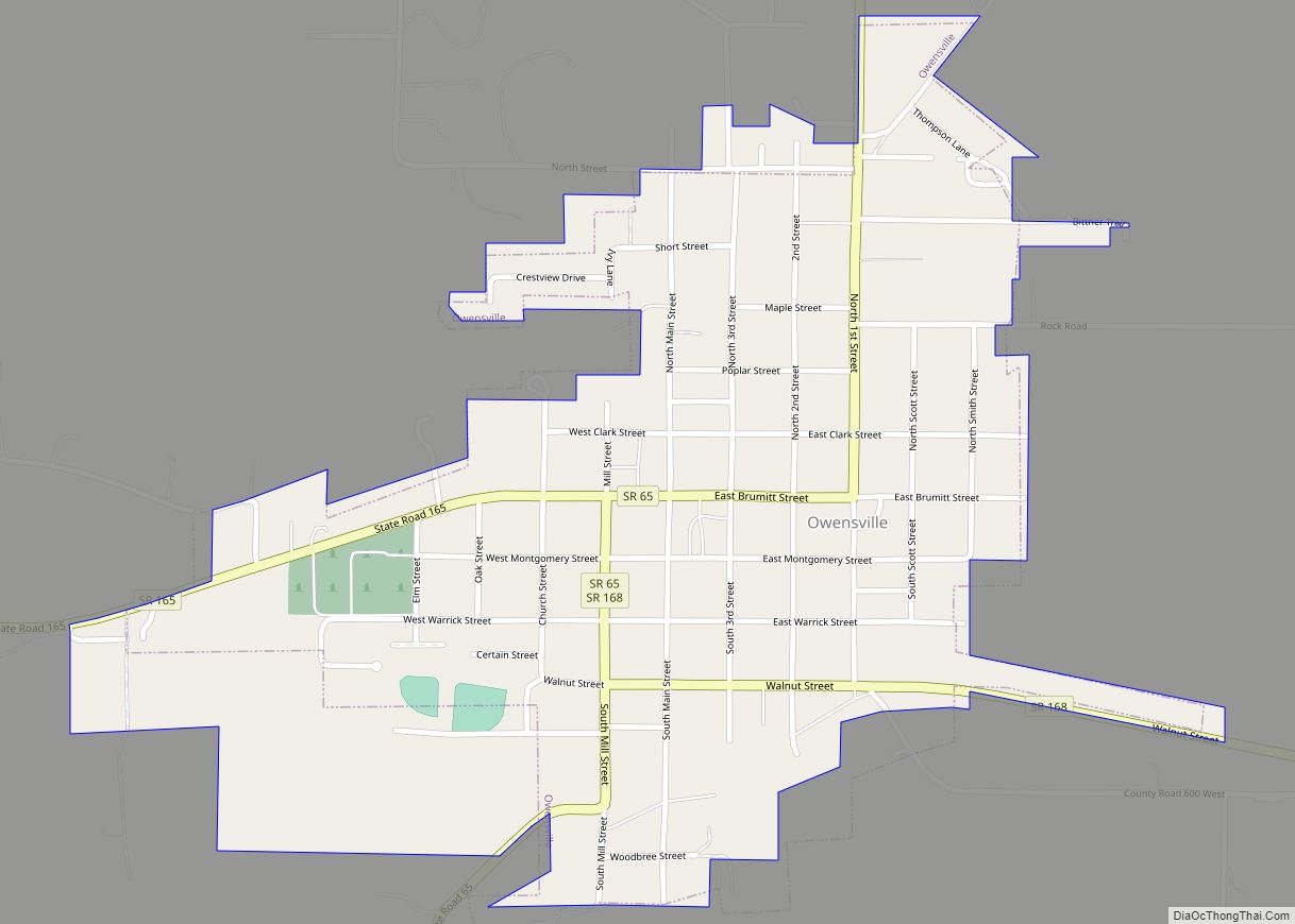 Map of Owensville town, Indiana