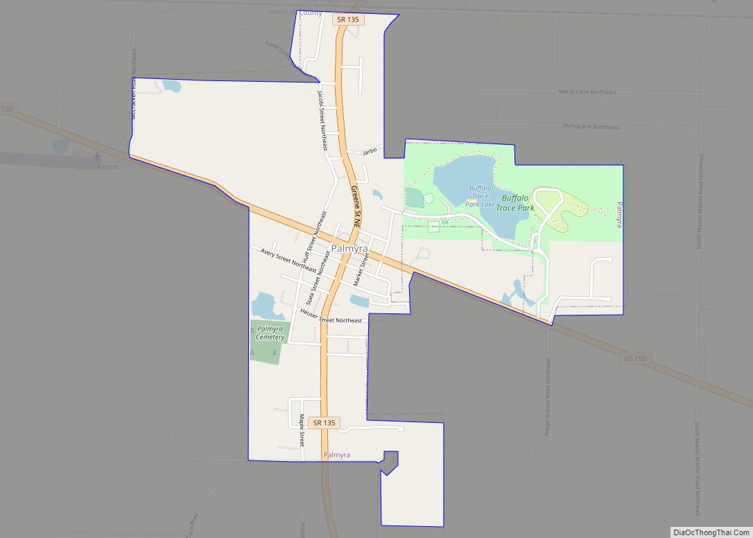 Map of Palmyra town, Indiana