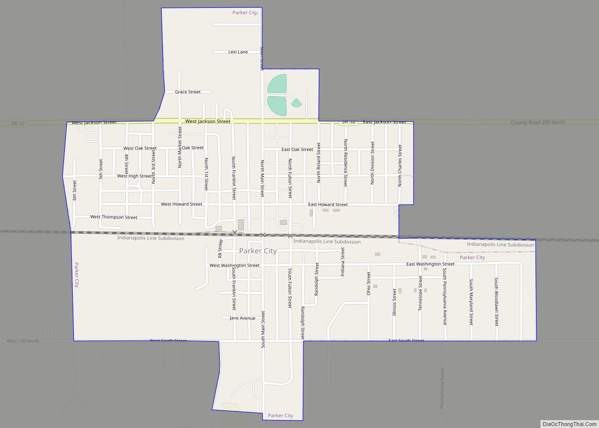 Map of Parker City town