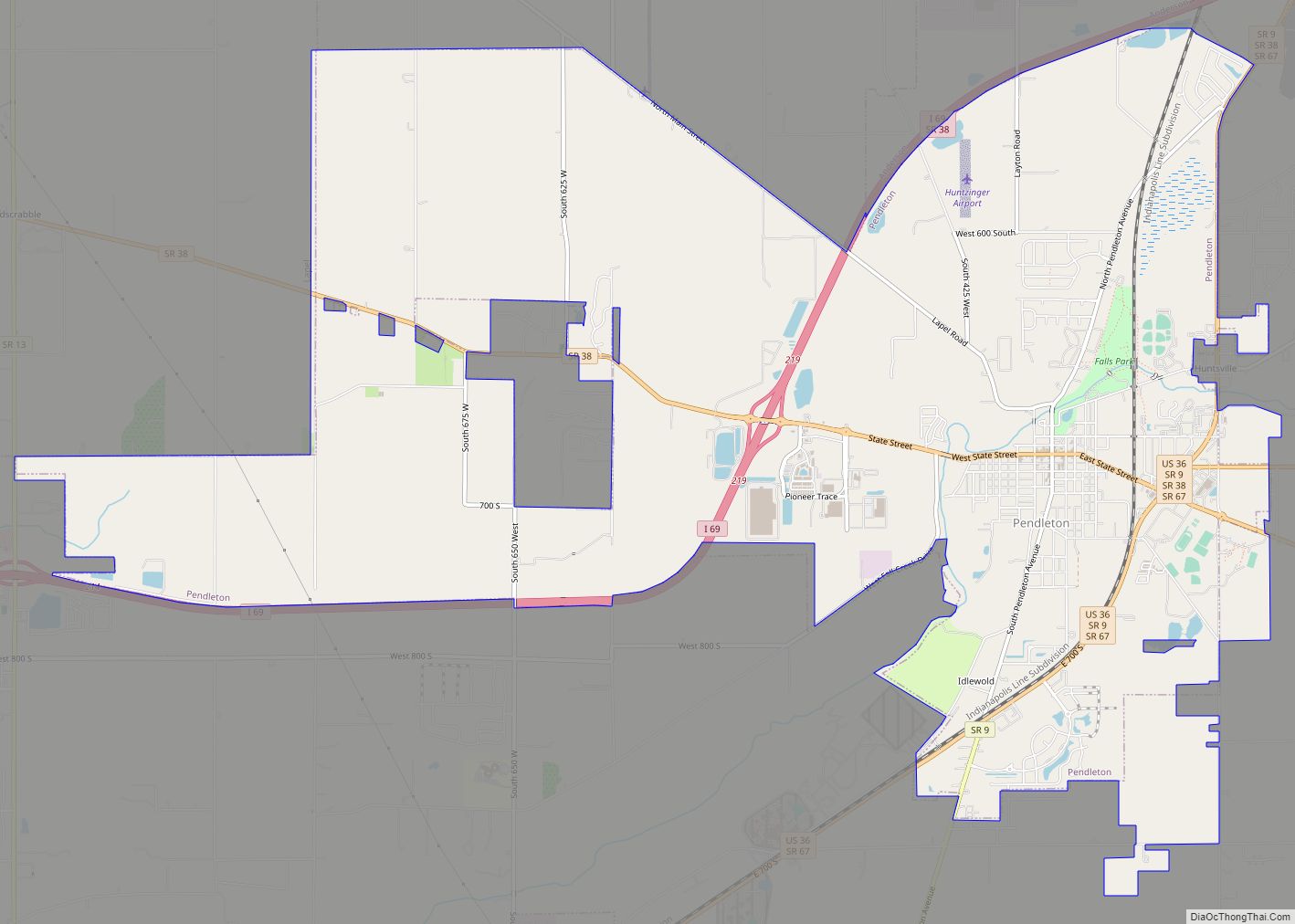 Map of Pendleton town, Indiana