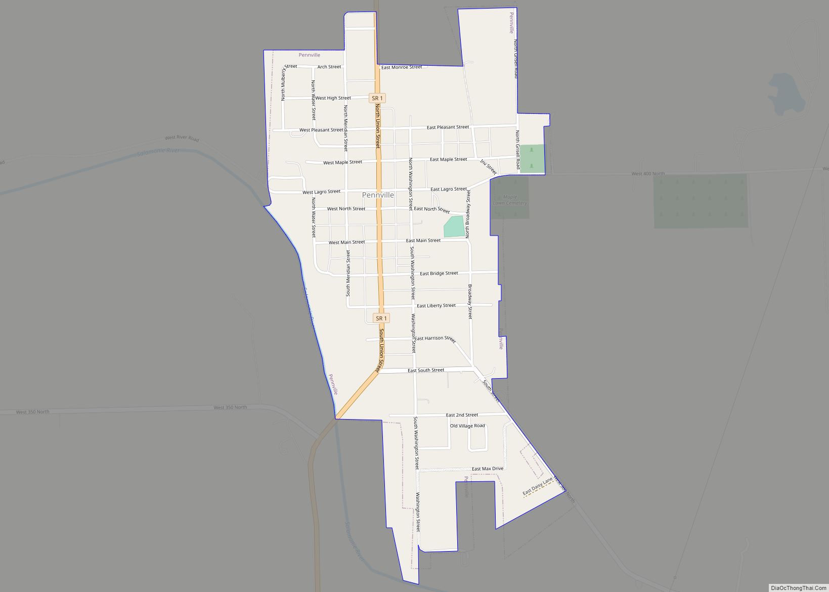 Map of Pennville town, Indiana