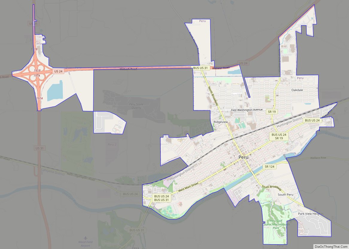 Map of Peru city, Indiana