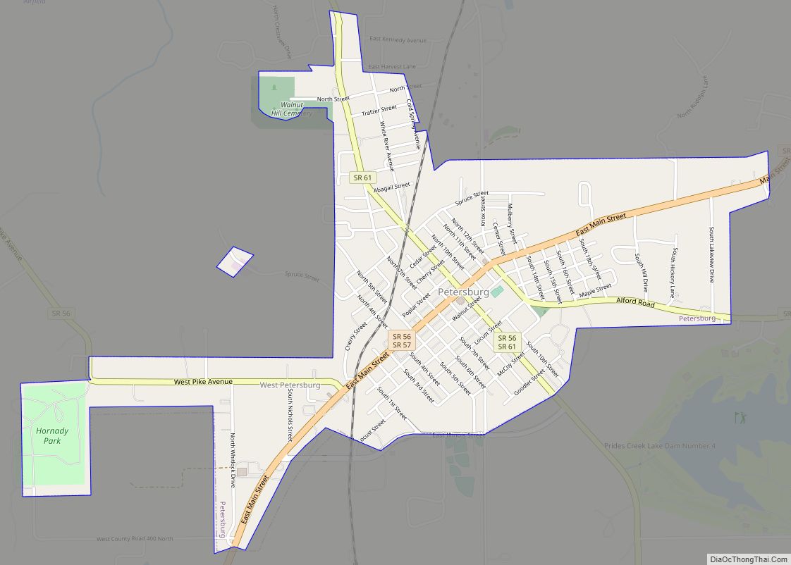 Map of Petersburg city, Indiana