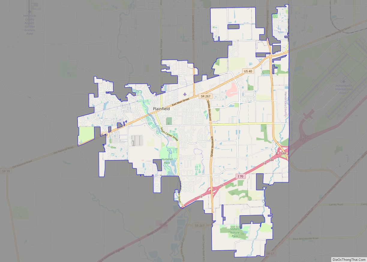 Map of Plainfield town, Indiana