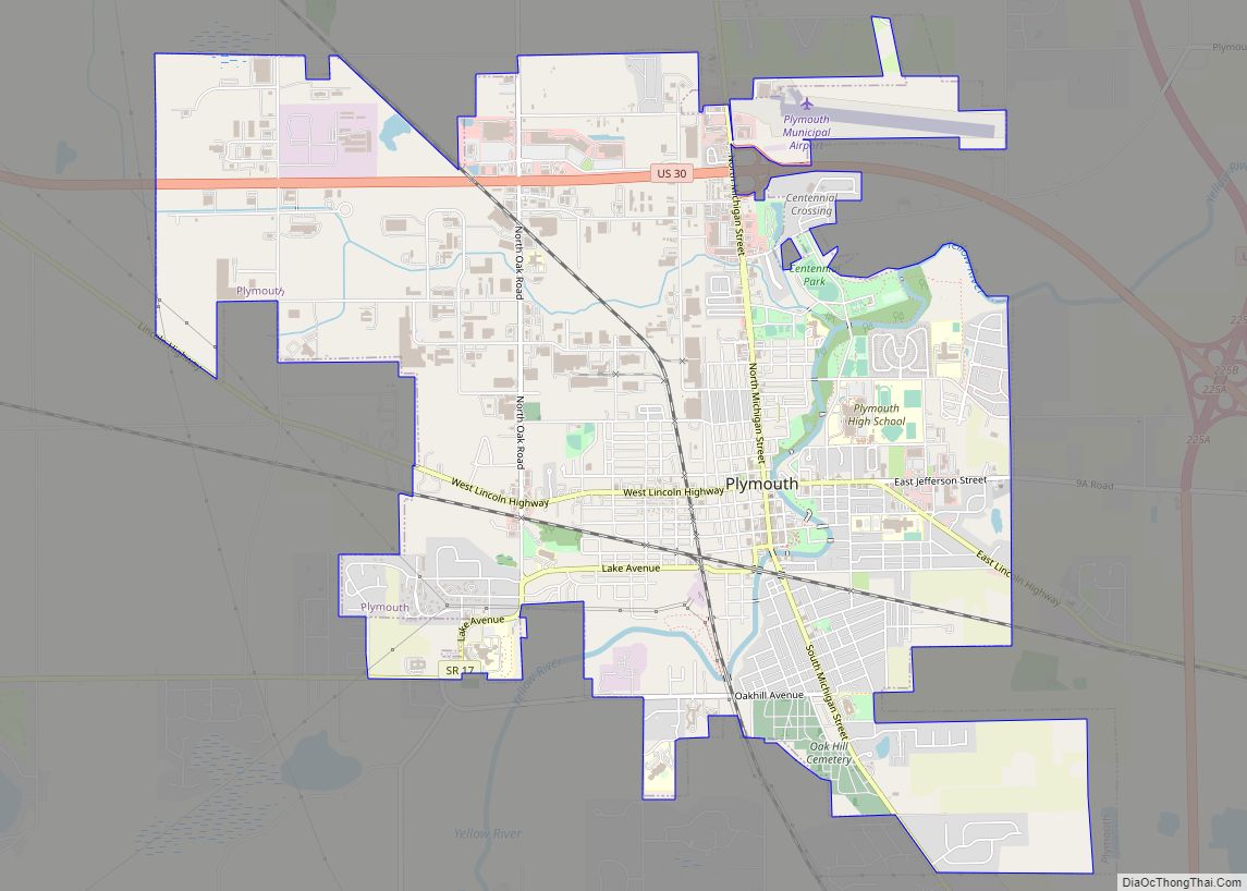 Map of Plymouth city, Indiana