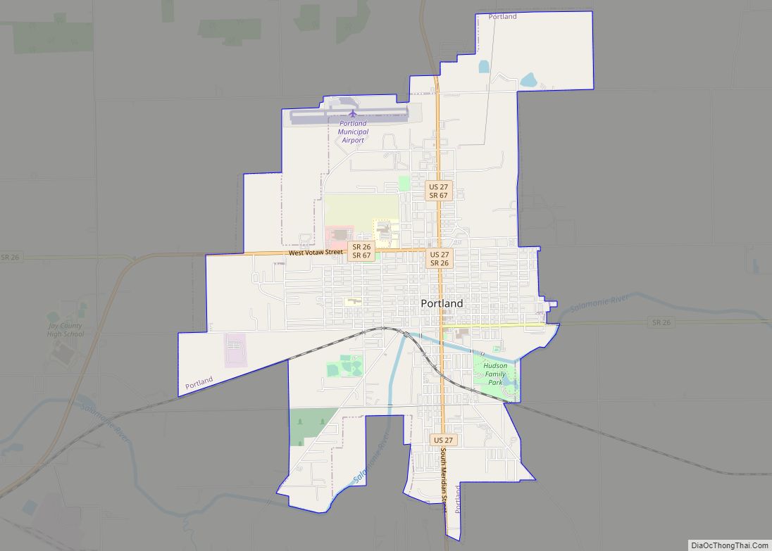 Map of Portland city, Indiana