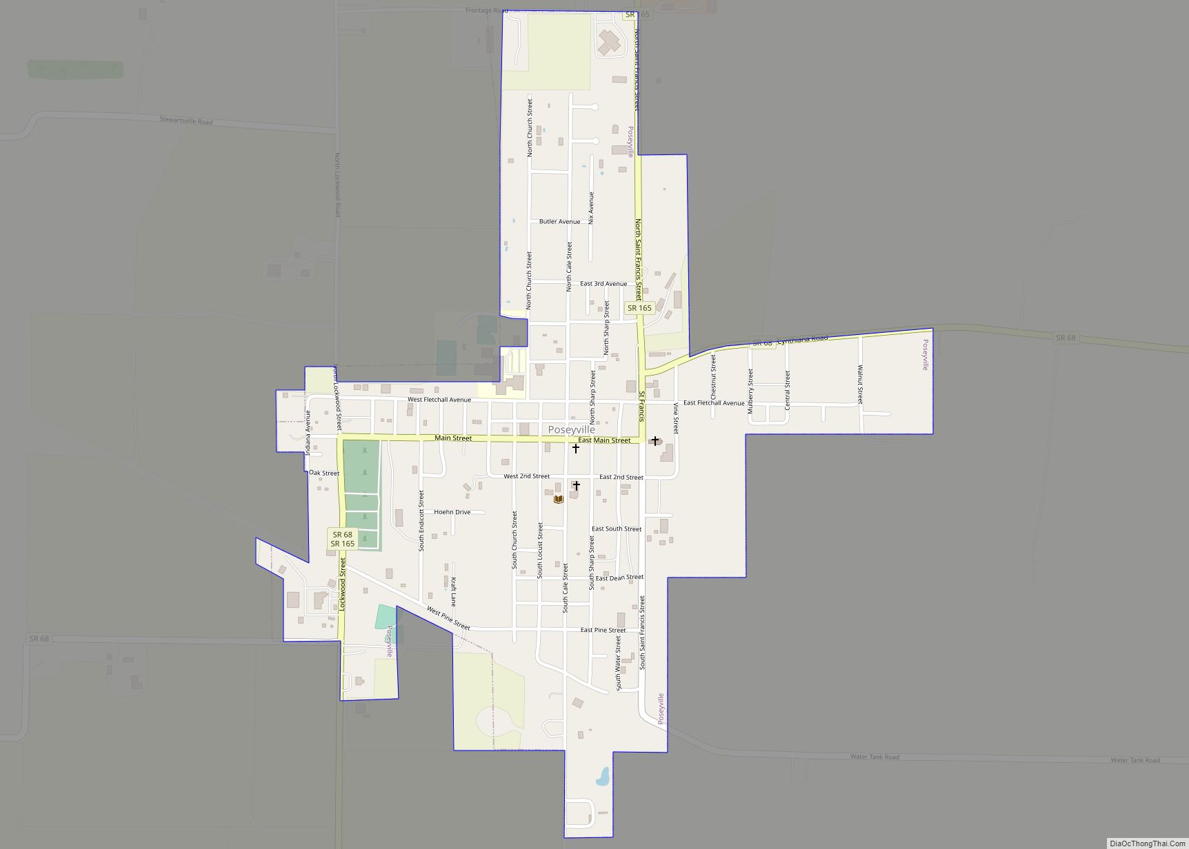 Map of Poseyville town