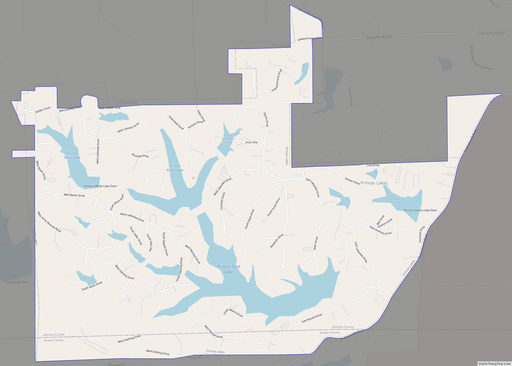 Map of Prince’s Lakes town