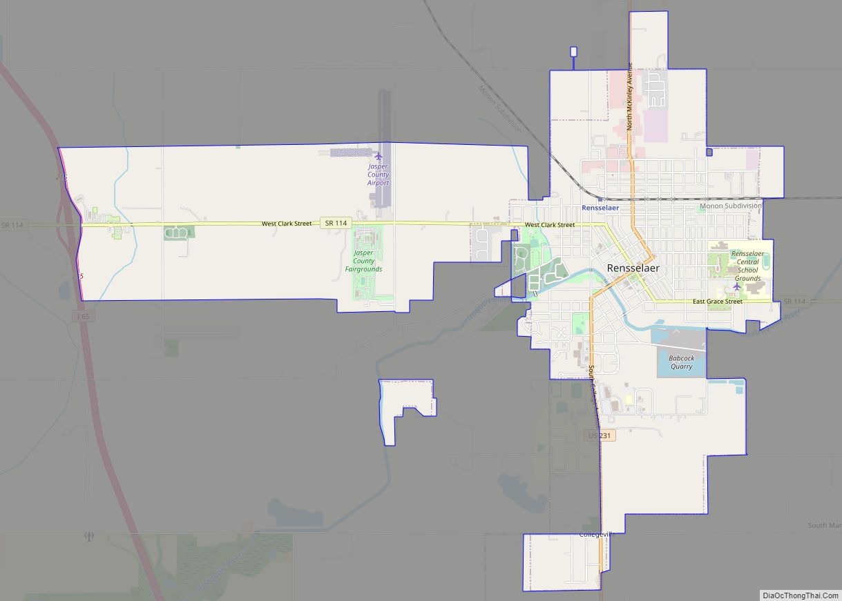 Map of Rensselaer city, Indiana