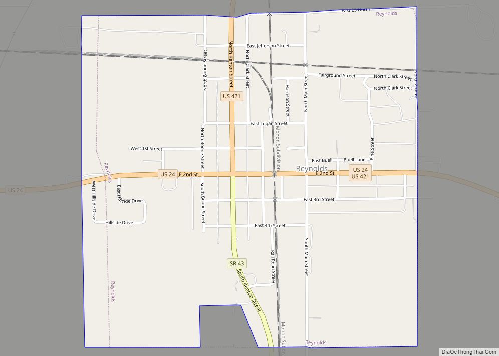 Map of Reynolds town, Indiana