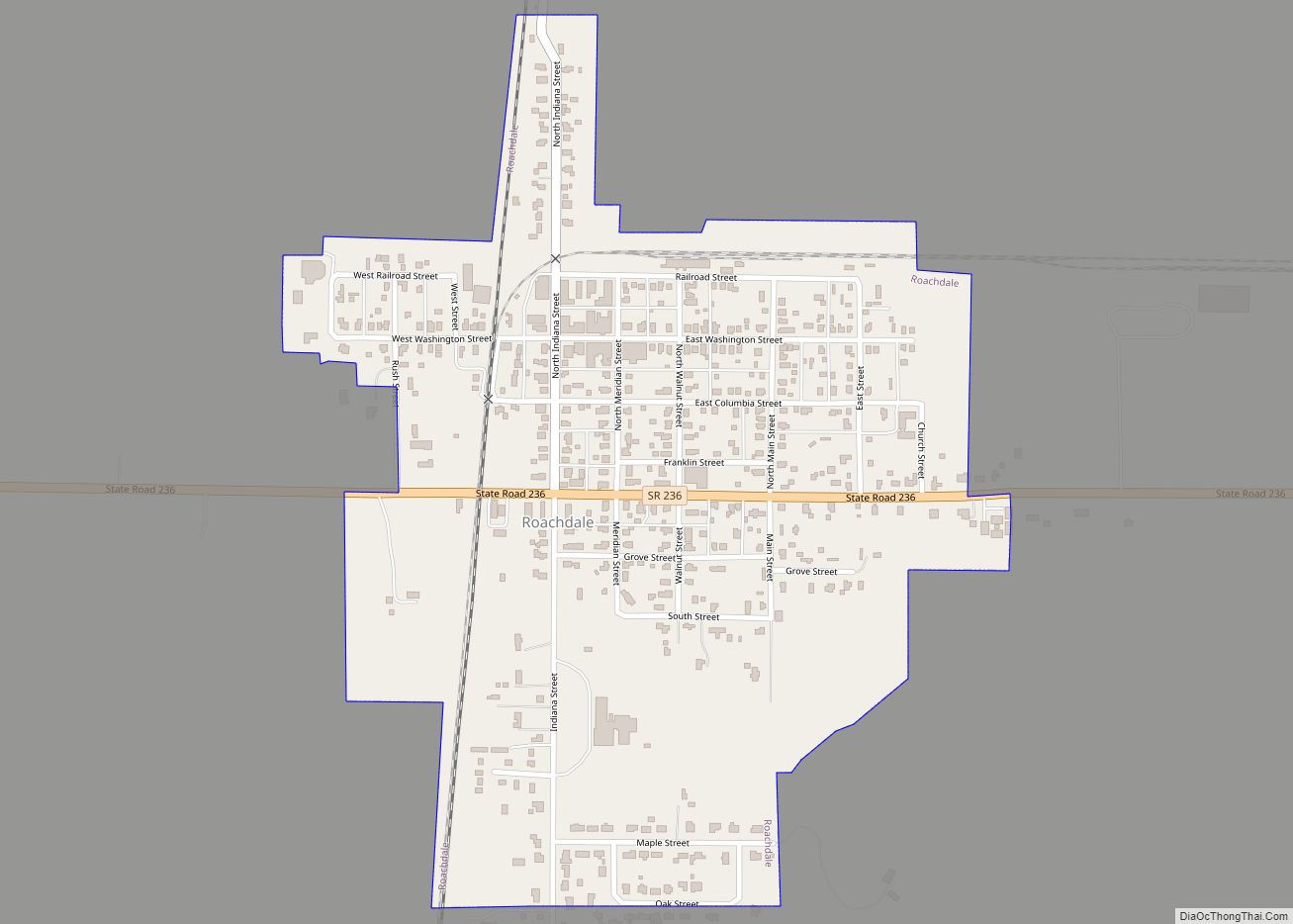 Map of Roachdale town