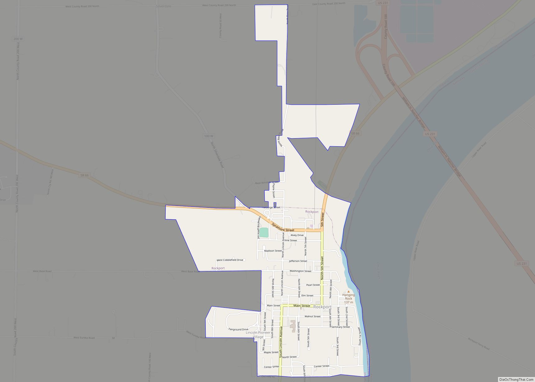 Map of Rockport city, Indiana