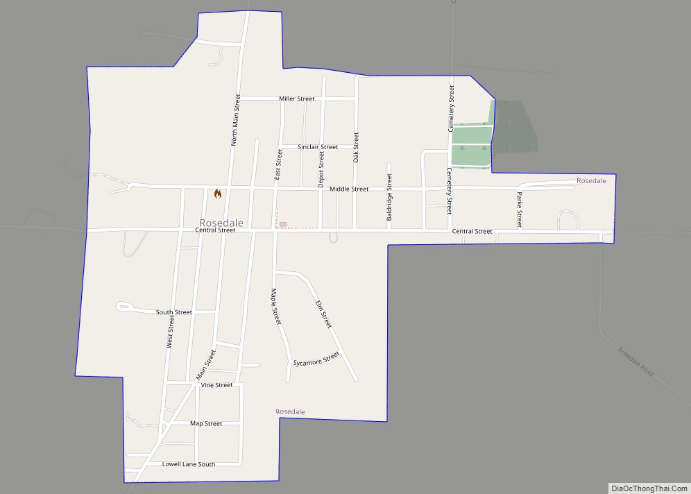 Map of Rosedale town, Indiana