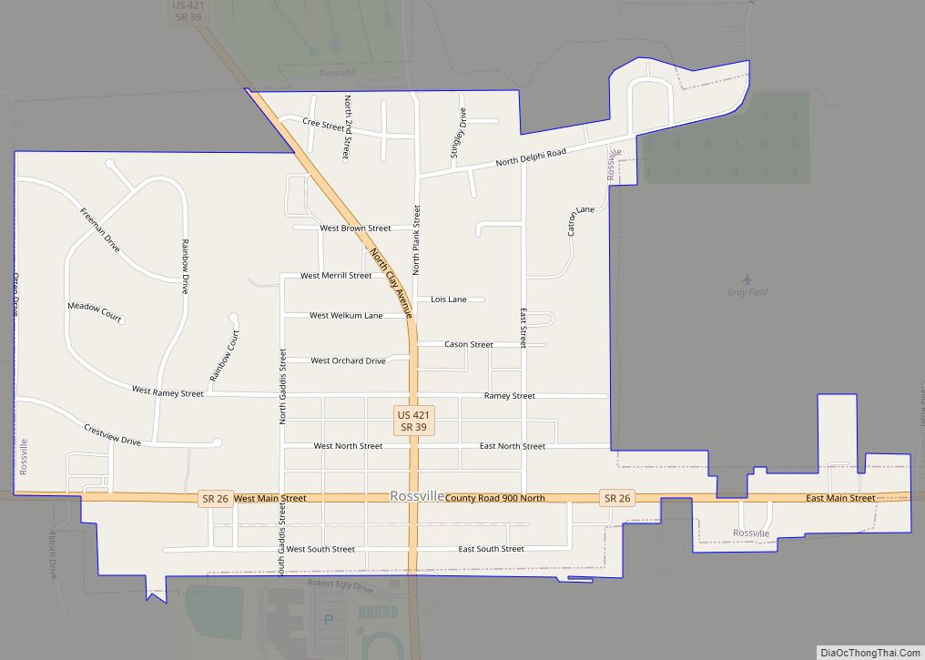 Map of Rossville town, Indiana