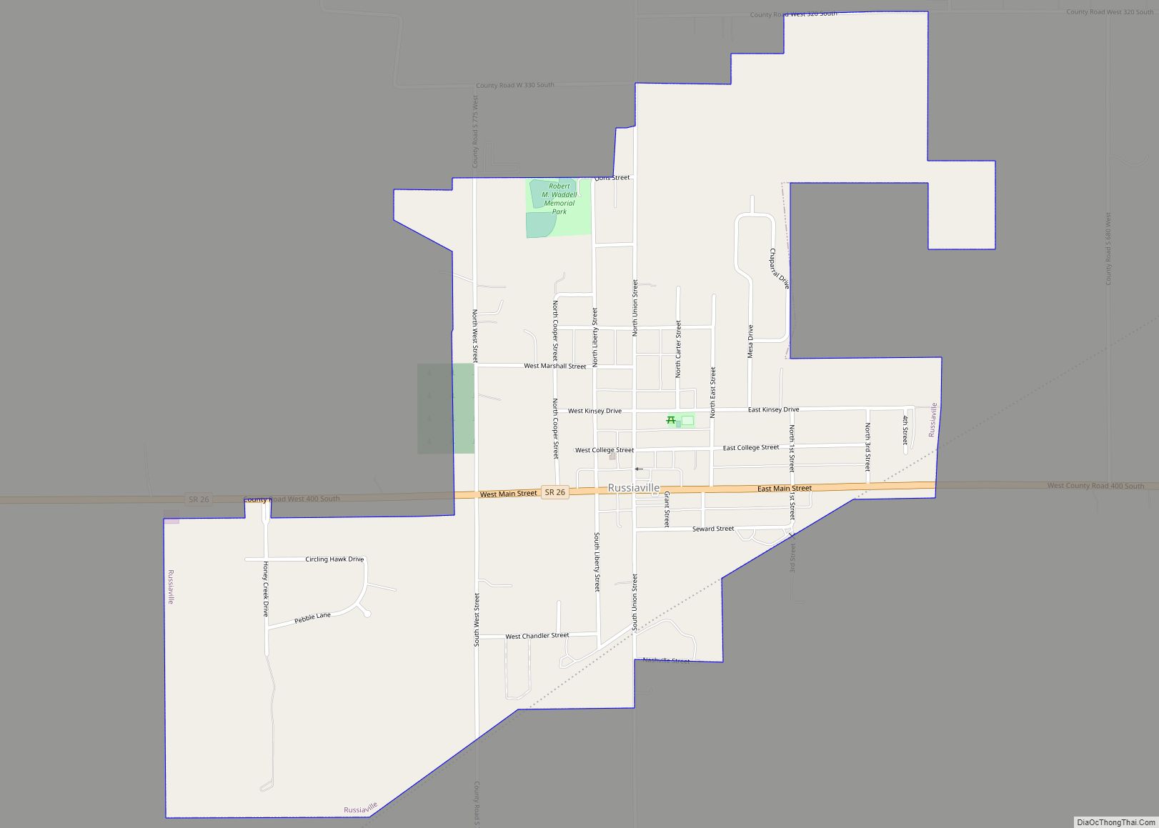 Map of Russiaville town