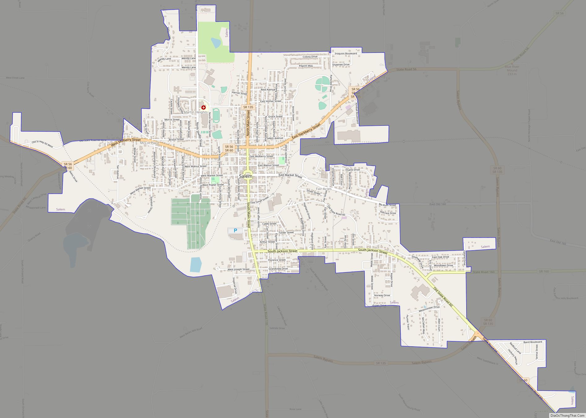 Map of Salem city, Indiana