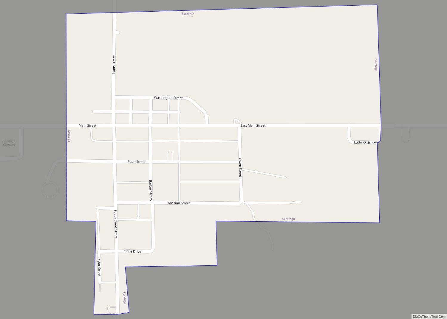 Map of Saratoga town, Indiana