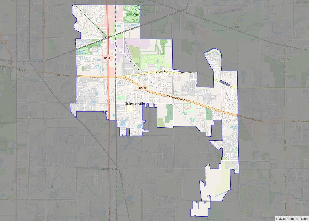 Map of Schererville town