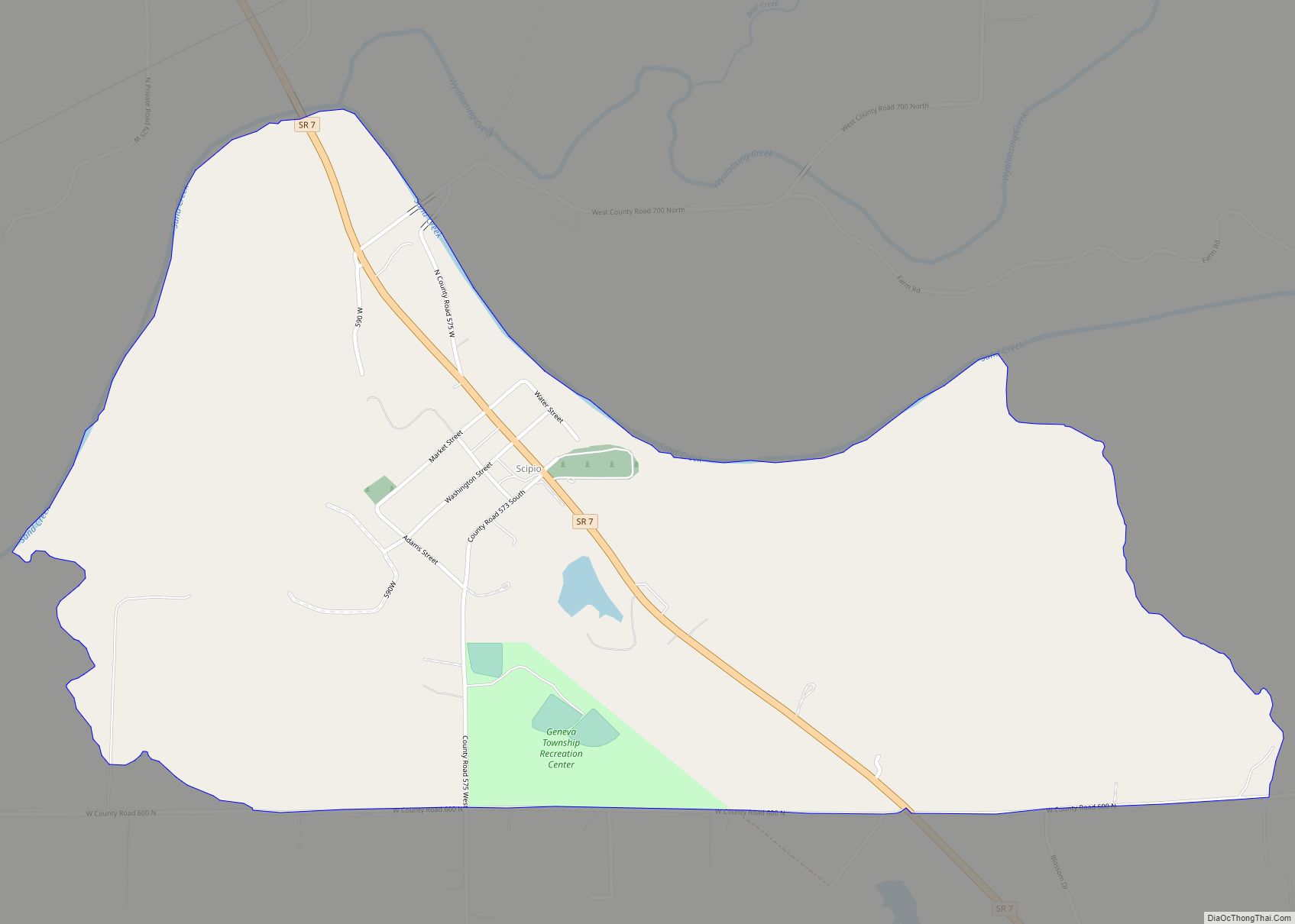 Map of Scipio CDP, Indiana