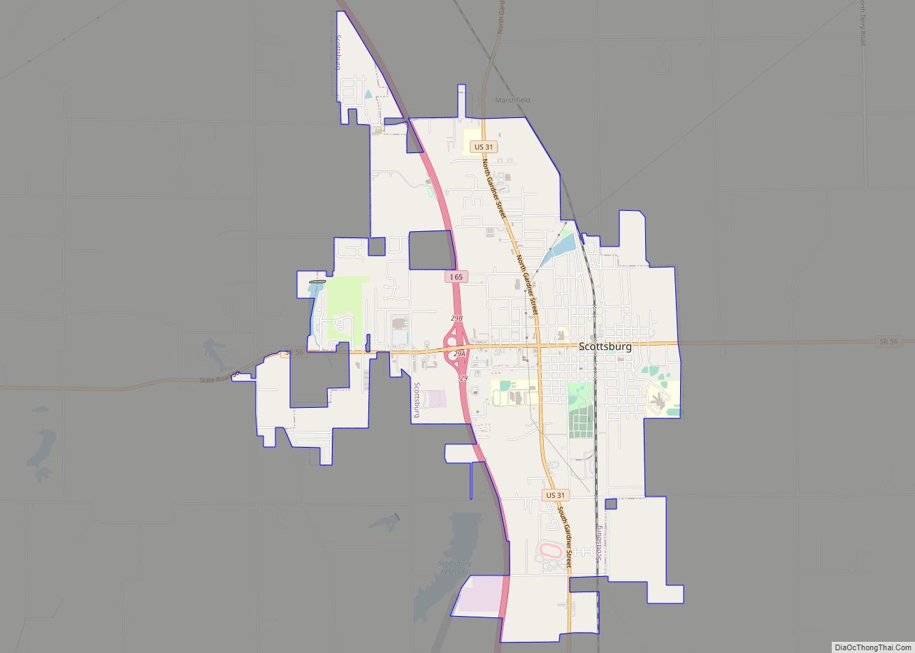 Map of Scottsburg city, Indiana