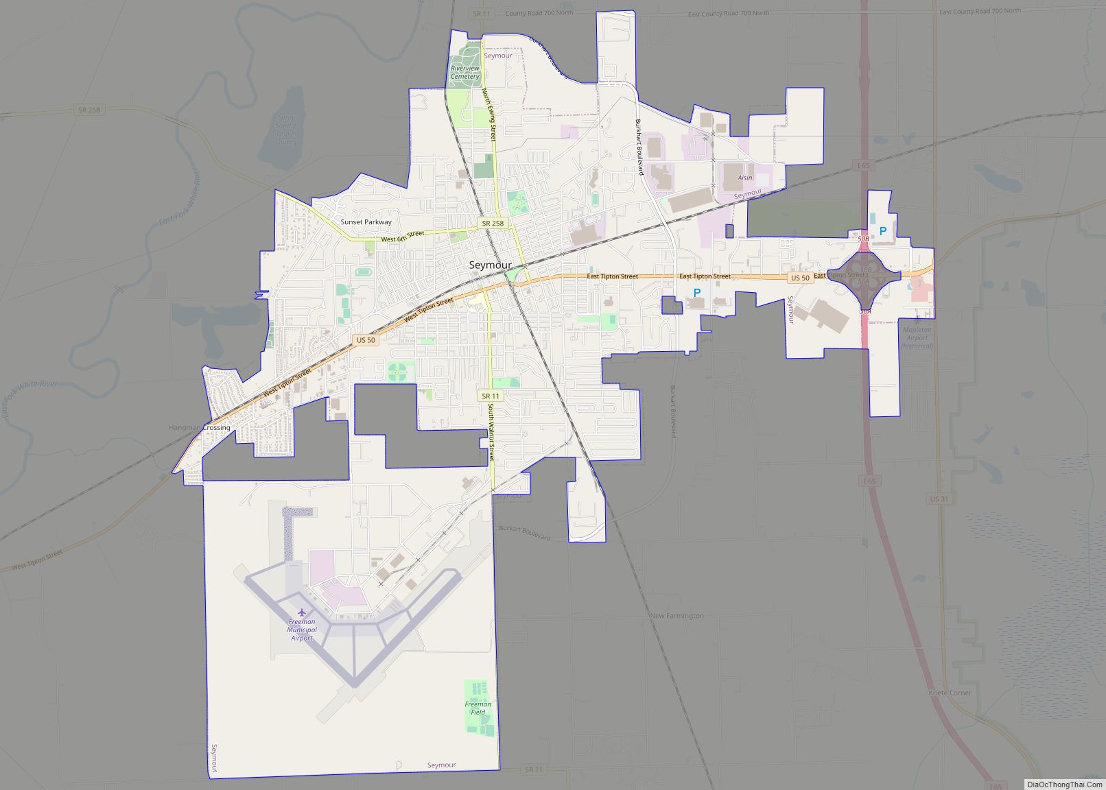 Map of Seymour city, Indiana