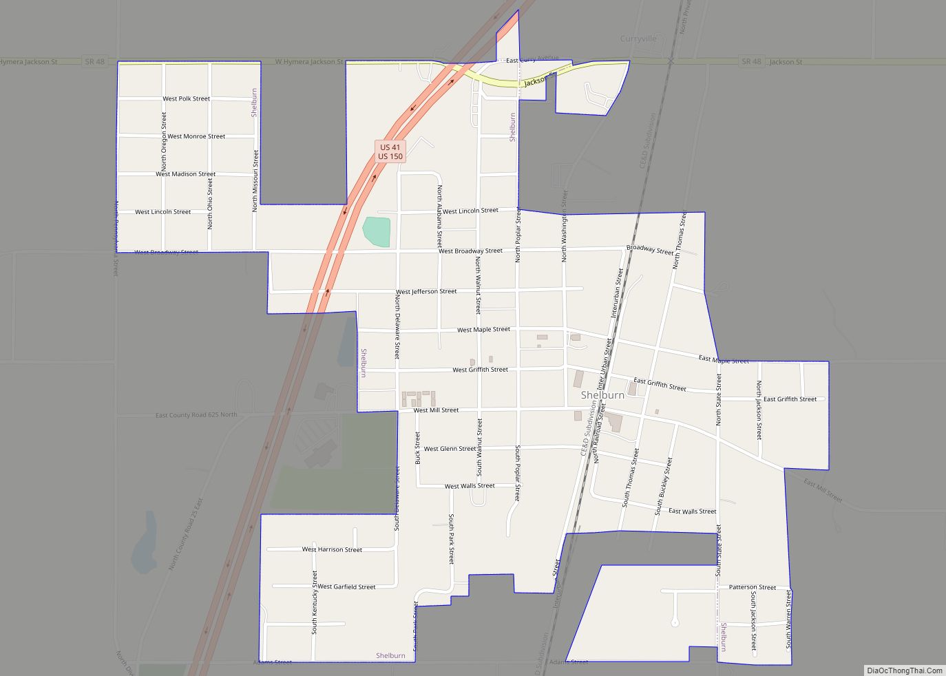 Map of Shelburn town