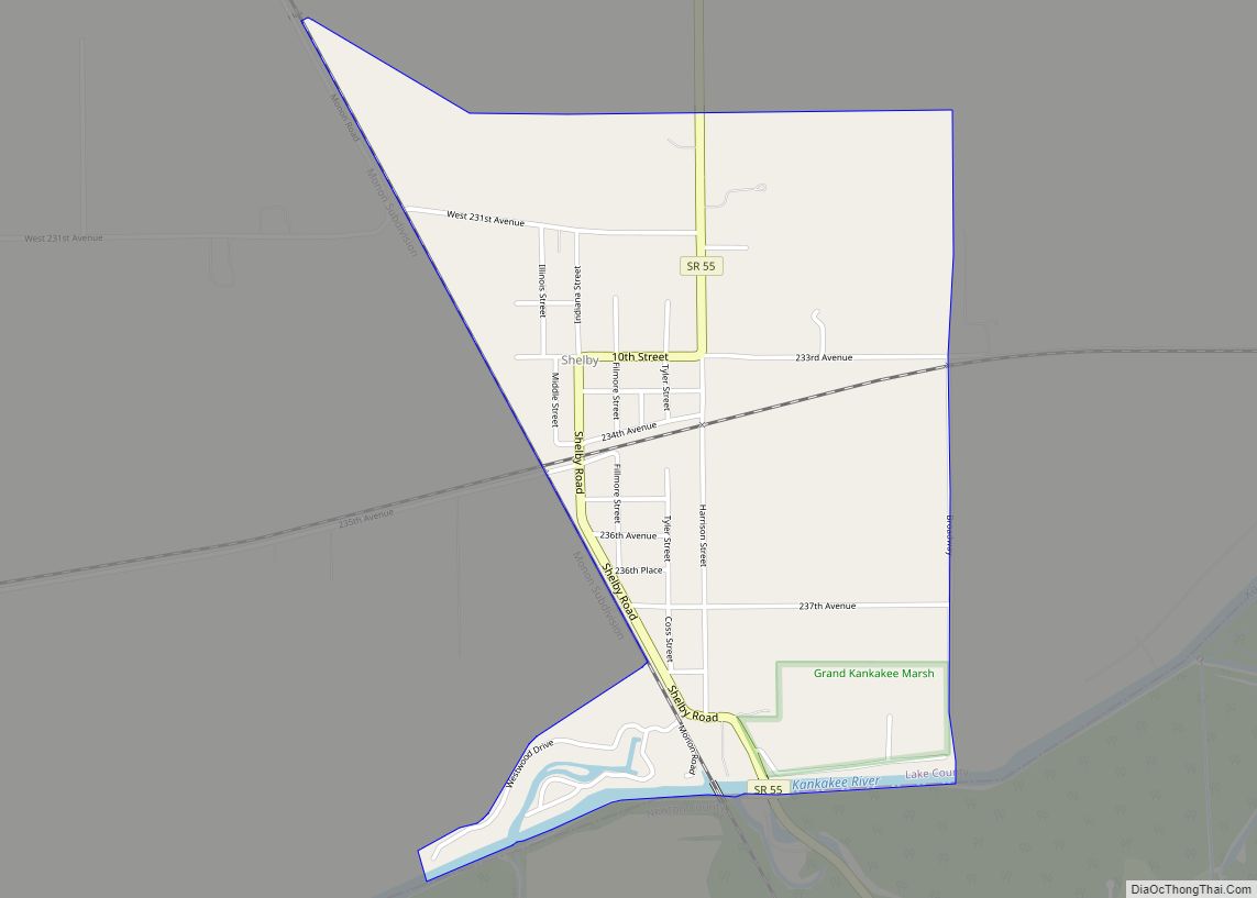 Map of Shelby CDP, Indiana