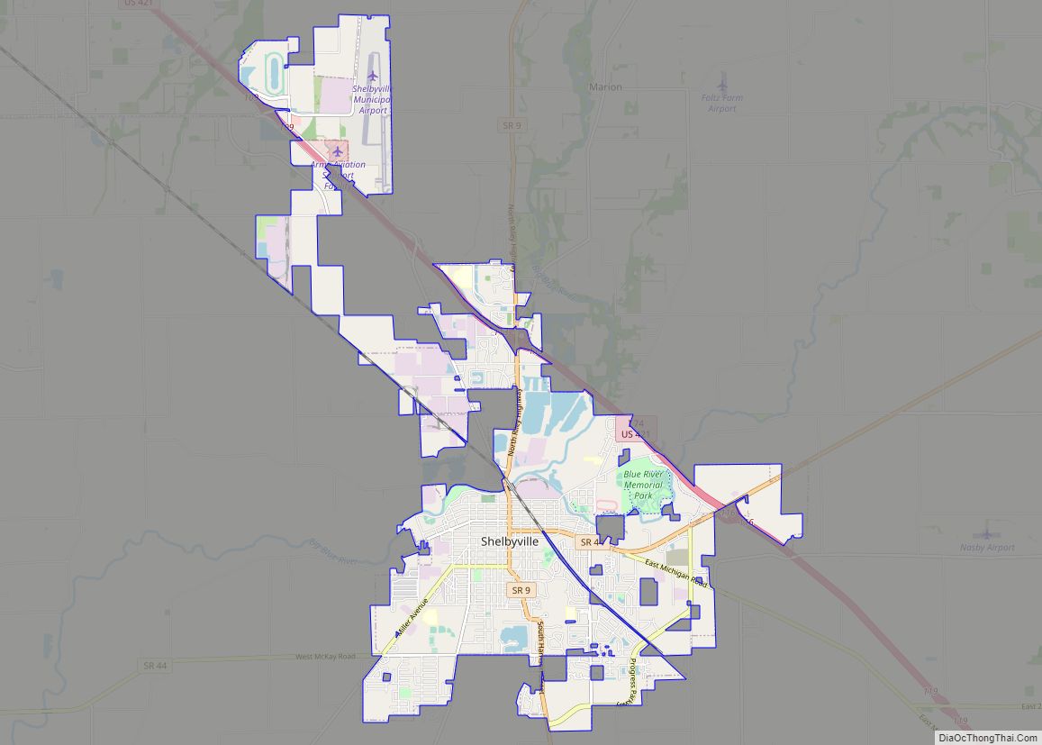 Map of Shelbyville city, Indiana