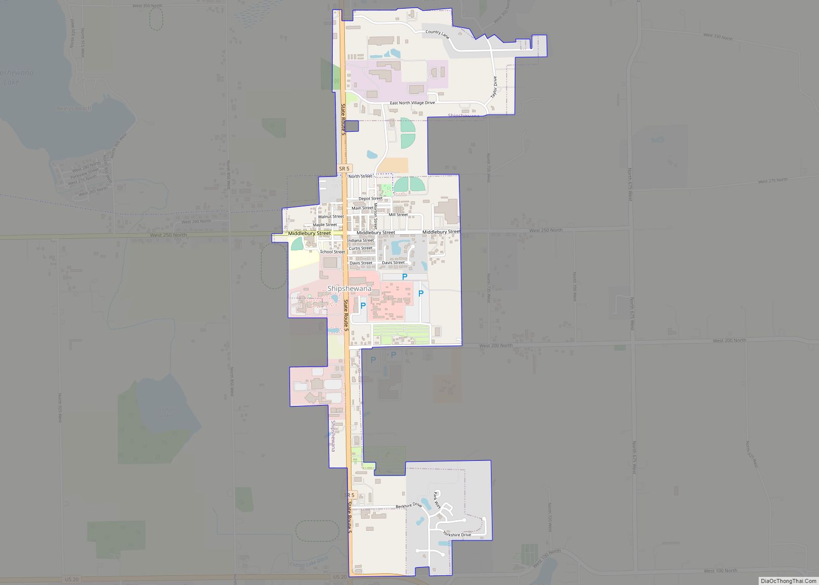 Map of Shipshewana town