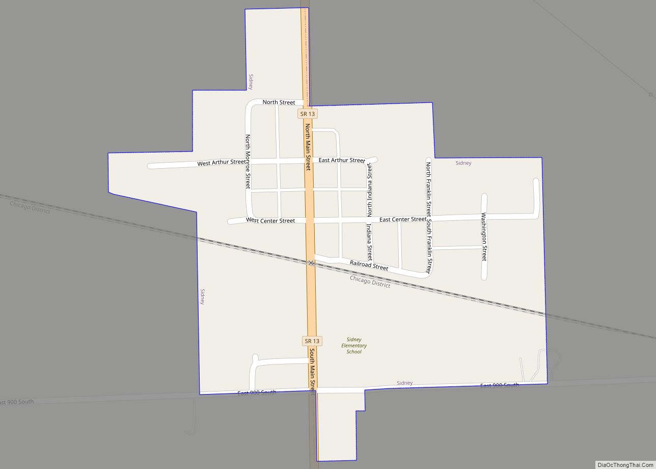 Map of Sidney town, Indiana