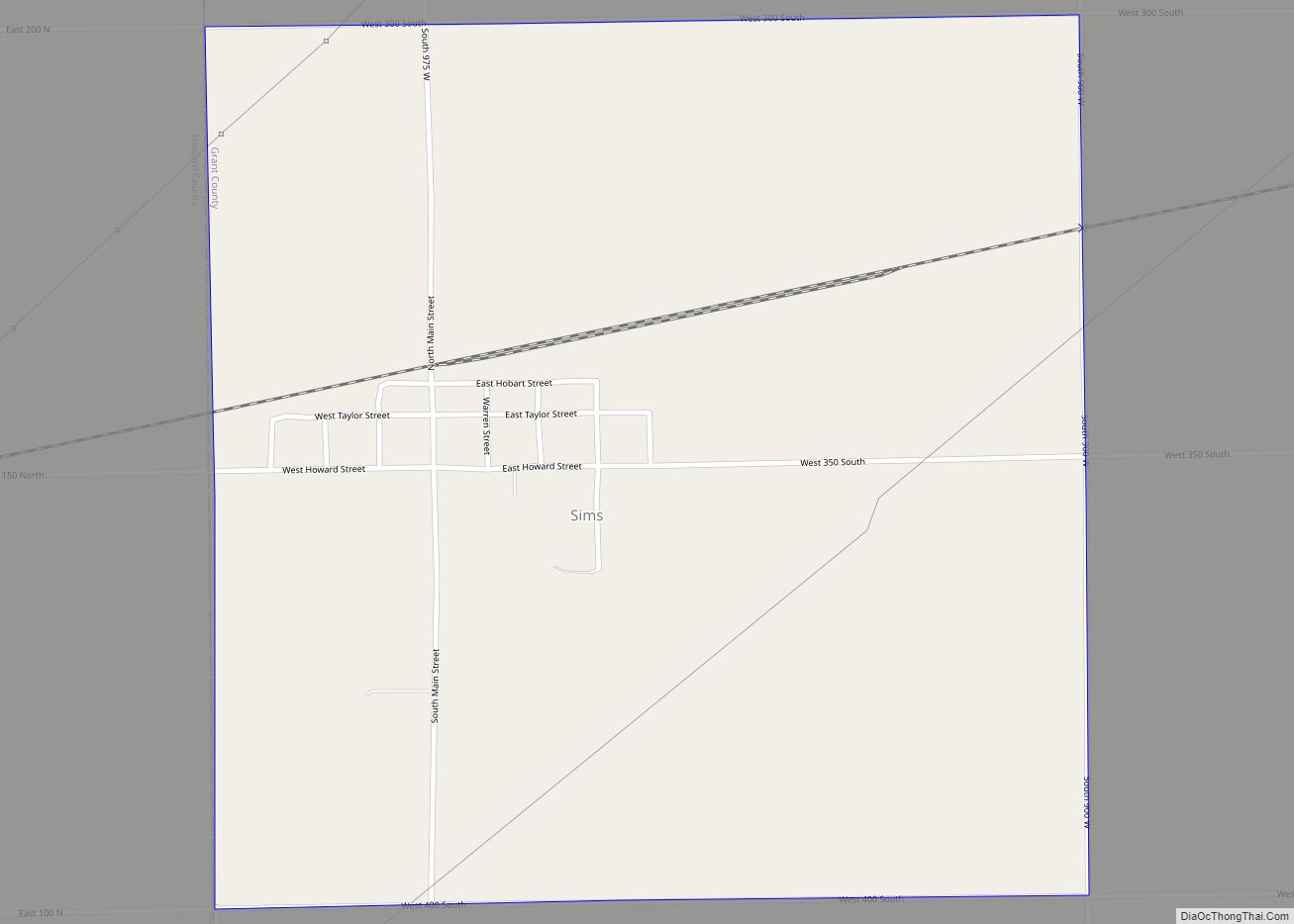 Map of Sims CDP, Indiana